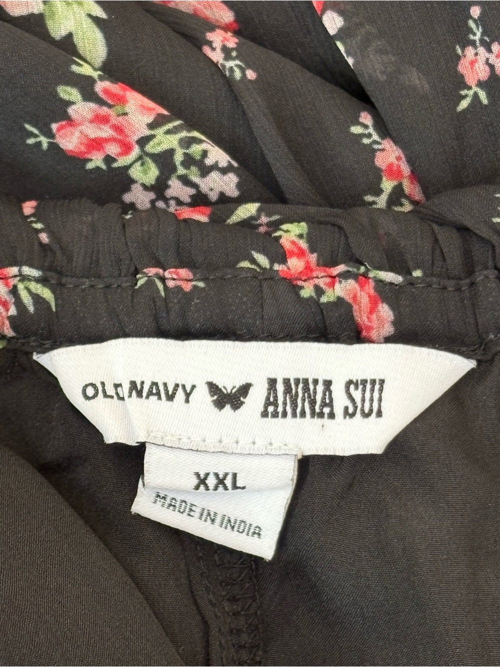 Old Navy X Anna Sui Chiffon Tiered Ruffle Mini Dress Size XXL Dark Floral Boho - Picture 10 of 14